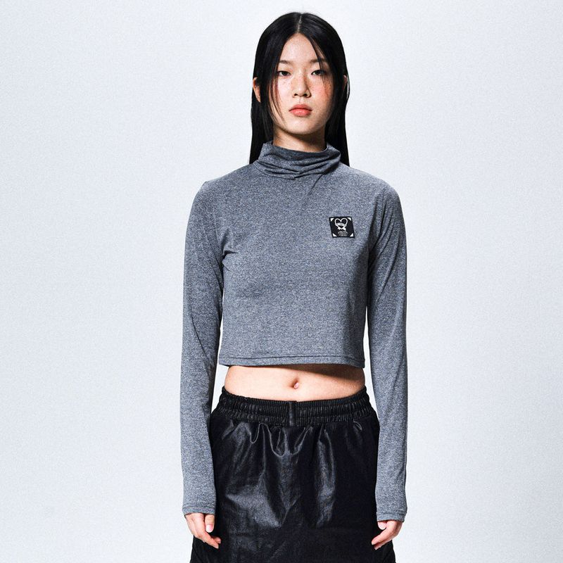 freakishbuilding(フリーキッシュビルディング)の「HEART BAND CROP POLONECK (GREY)(Tops)」