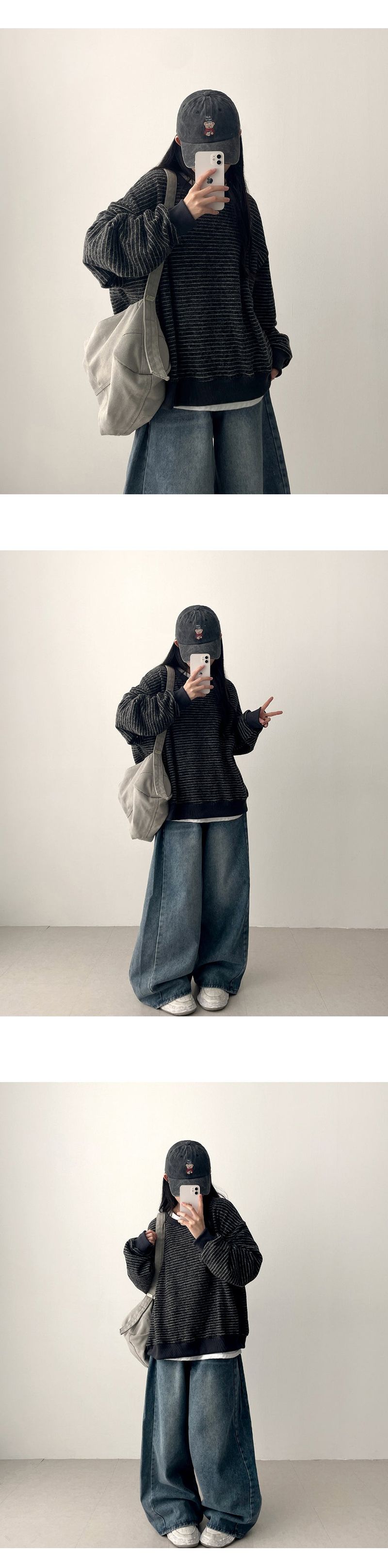 Judd side pin tuck incision denim wide pants