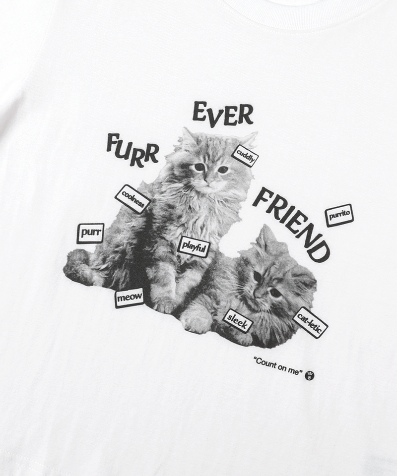 FURR EVER FRIEND Crop T-Shirt in Off White