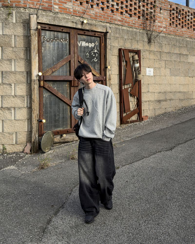 Mech side tuck wide denim pants