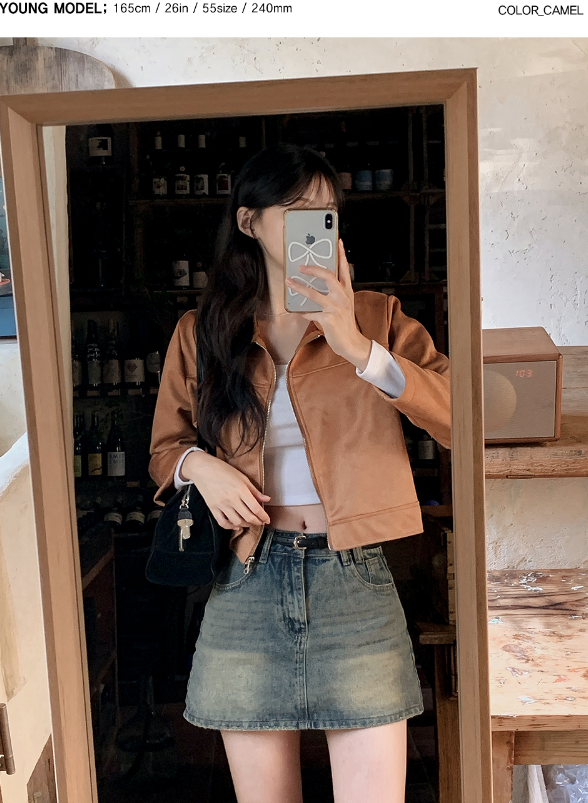 #Suede Collar Crop Jacket (3color)