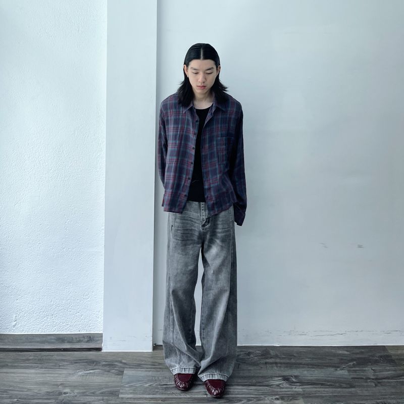 Stone Grey Denim Trousers