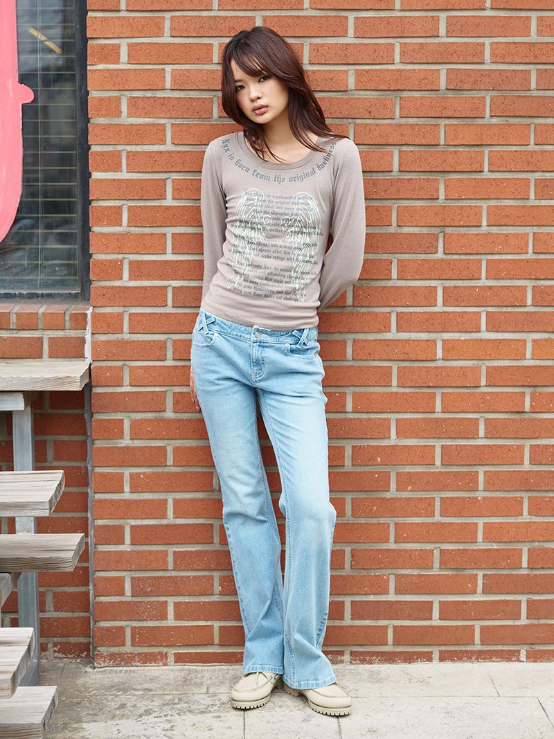 SCOOP NECK L/S SAND