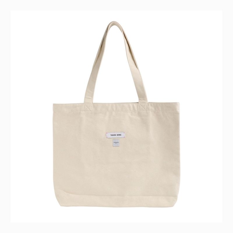 WHITE PRINTED TOTE BAG