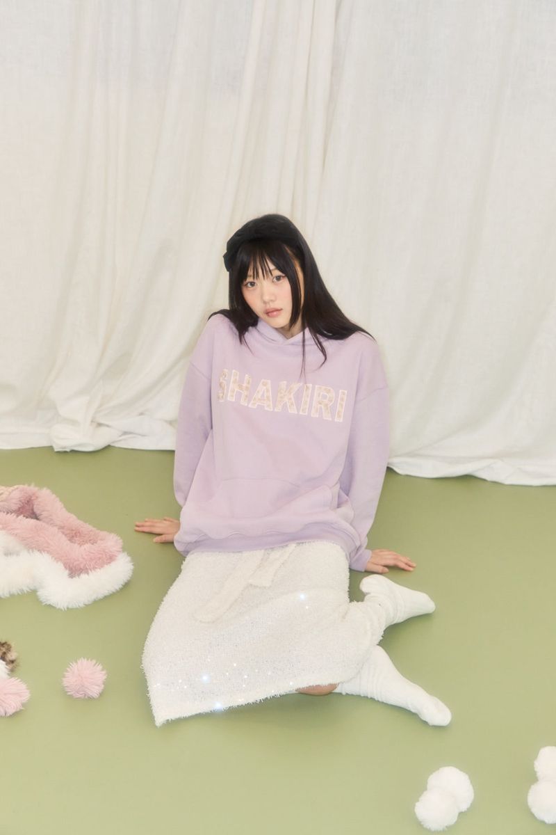 GLITTER SPANGLE KNIT SKIRT (CREAM)