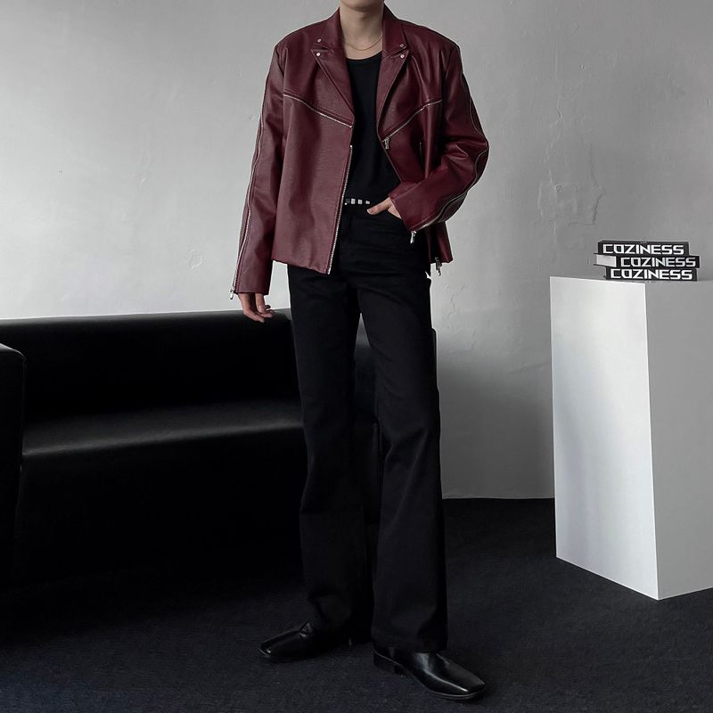 ENOC leather zipper double jacket (2 colors)