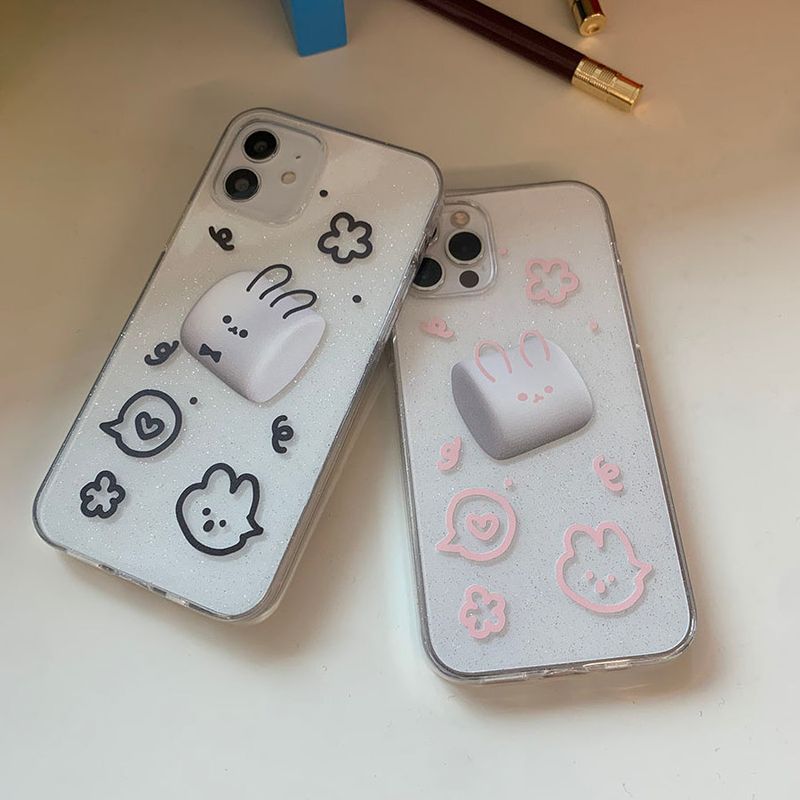 マシュマロラビットグリッターフォーンケース