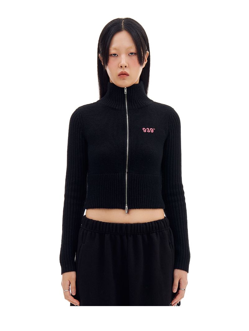 ARCHIVE BOLD(アーカイブボールド)の「KNIT ZIP-UP CARDIGAN (BLACK)(Tops)」
