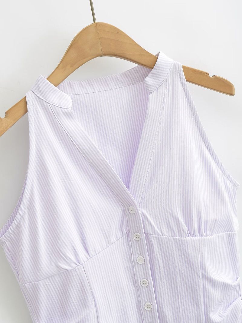 Erin Stripe Button Blouse Vest 231646445