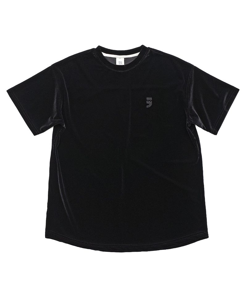 DROP-SHOULDER VELVET 1/2 TEE (Black)