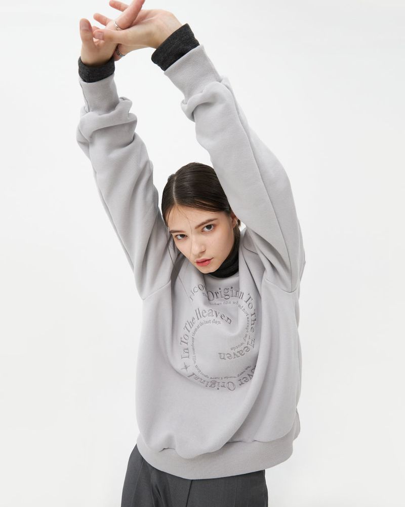 SEMICIRCLE TEXT SWEATSHIRT-GREY