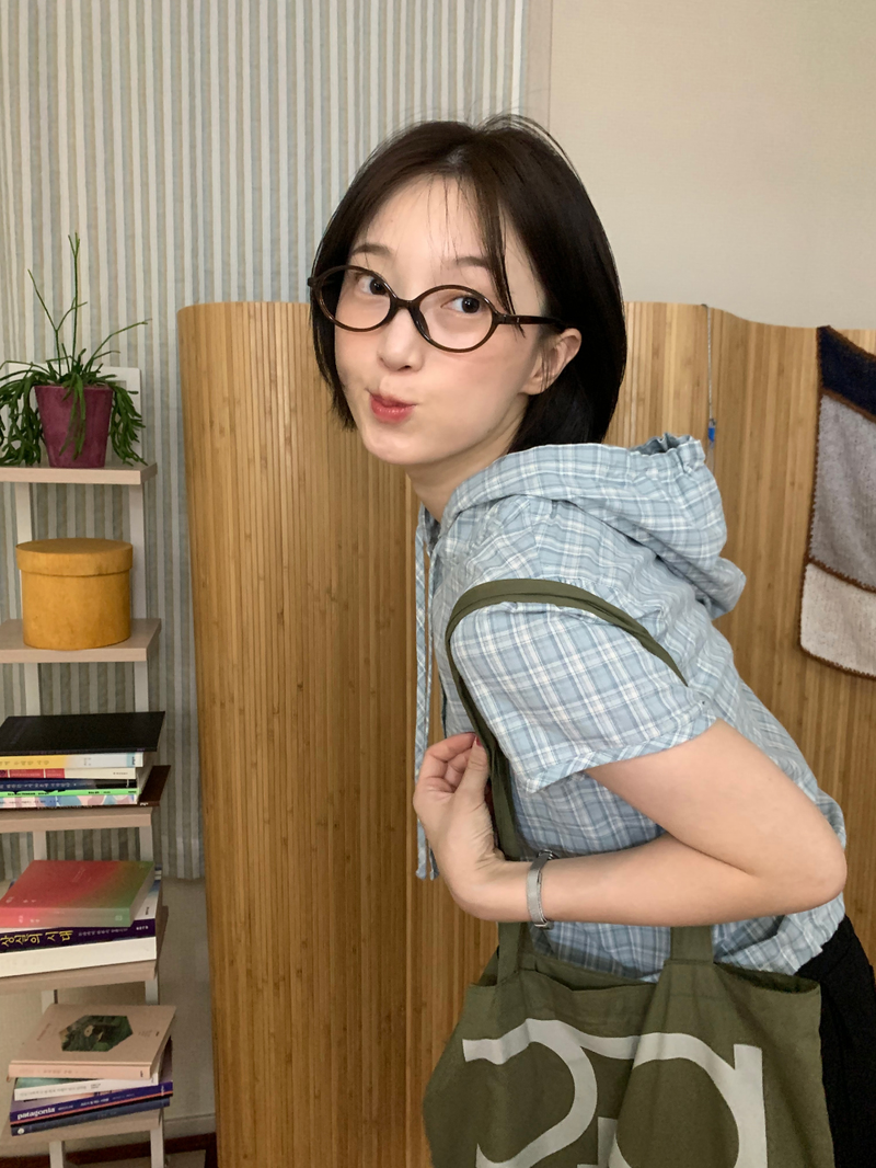 チェックフーディシャツ