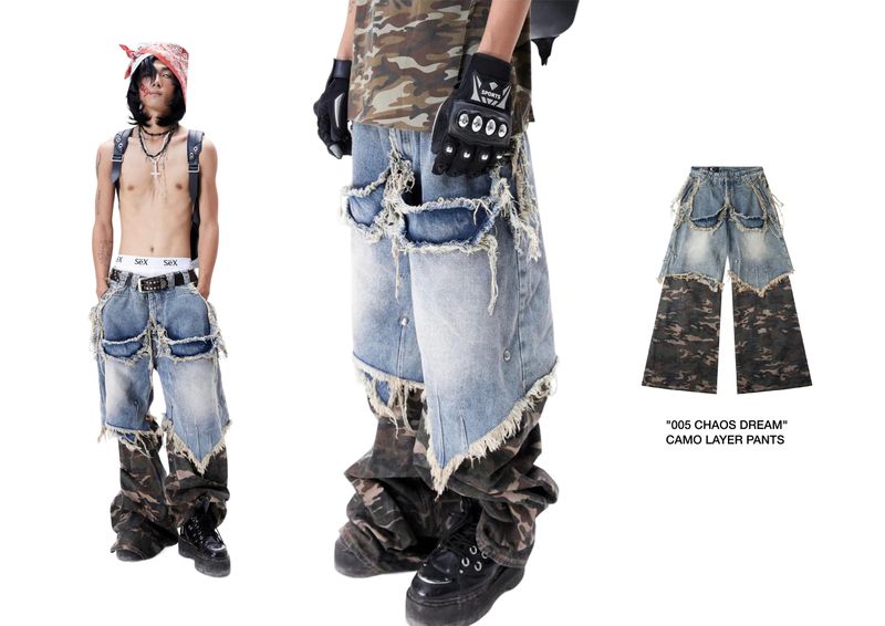 "005 CHAOS DREAM" CAMO LAYER PANTS
