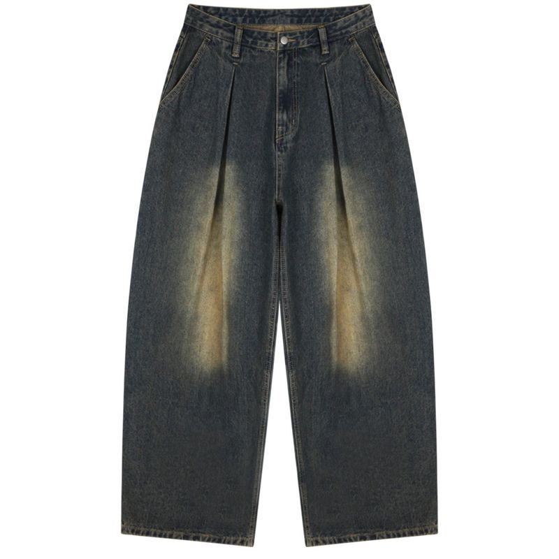 Vintage front pintuck denim pants (vintage black)