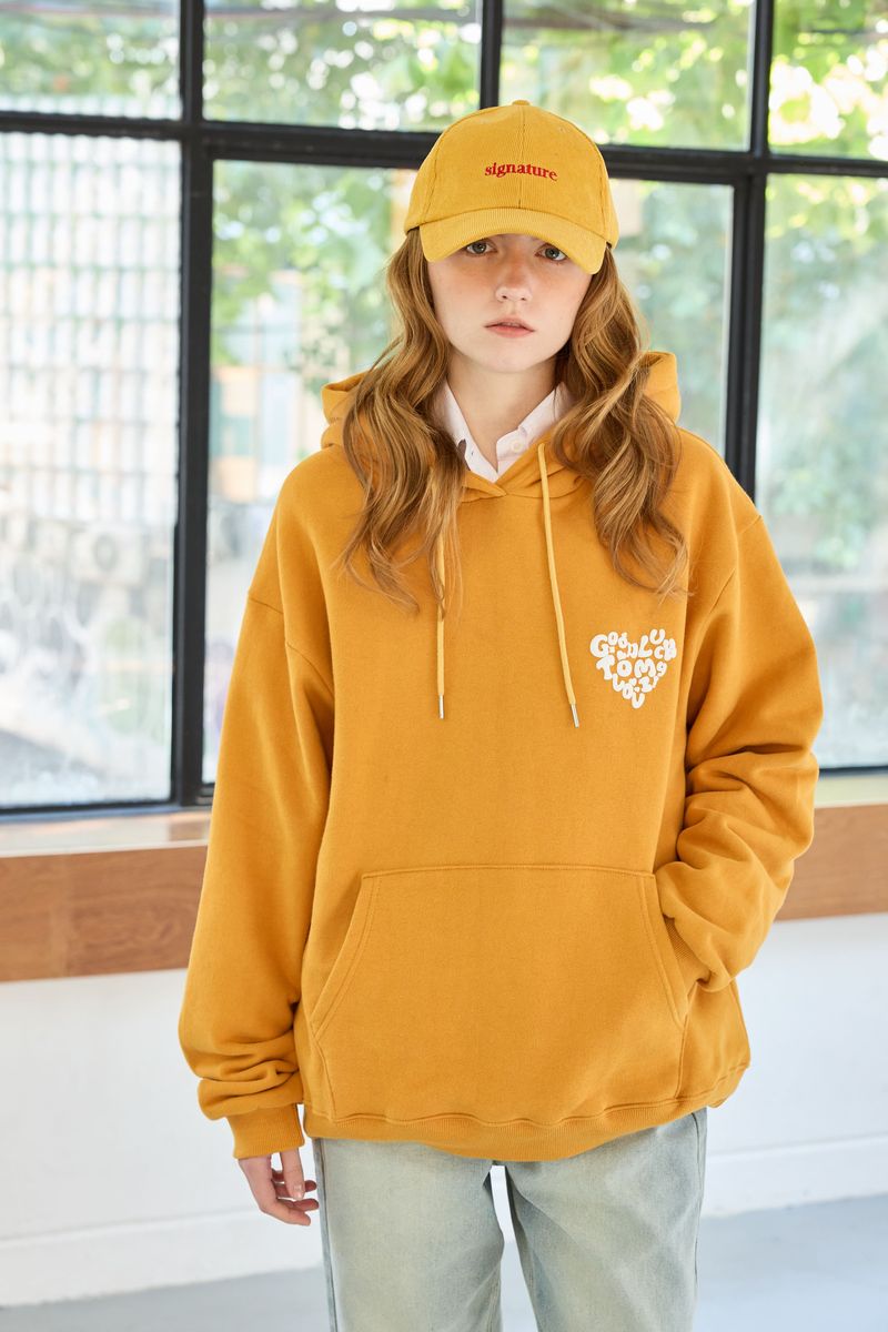 GOODLUCK HEART HOODIE / MUSTARD