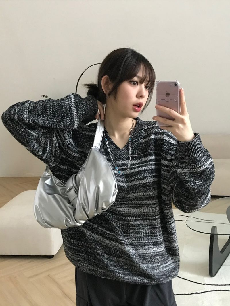 Erica stripe v-neck knit