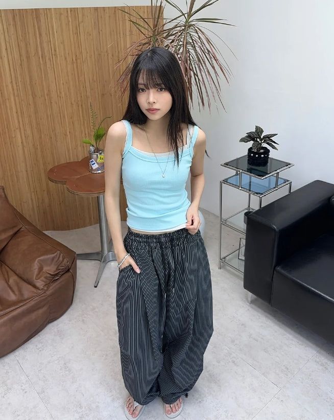 Rael Ribbed Square Neck Slim Sleeveless