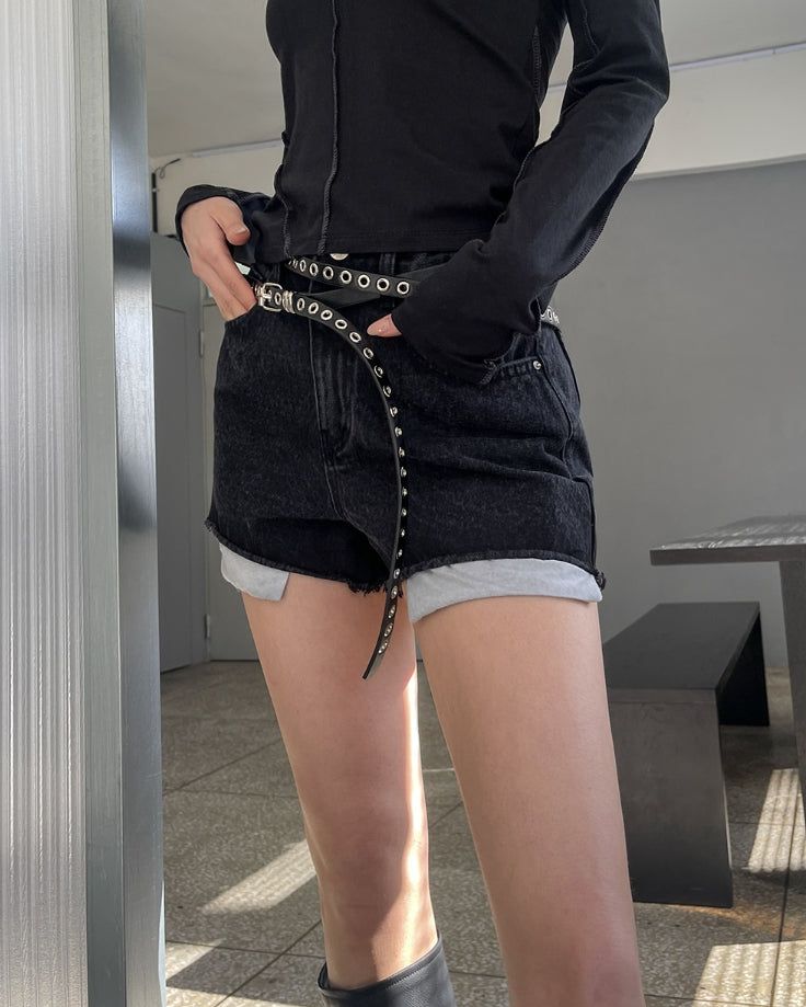 Pocket Point Black Denim Shorts