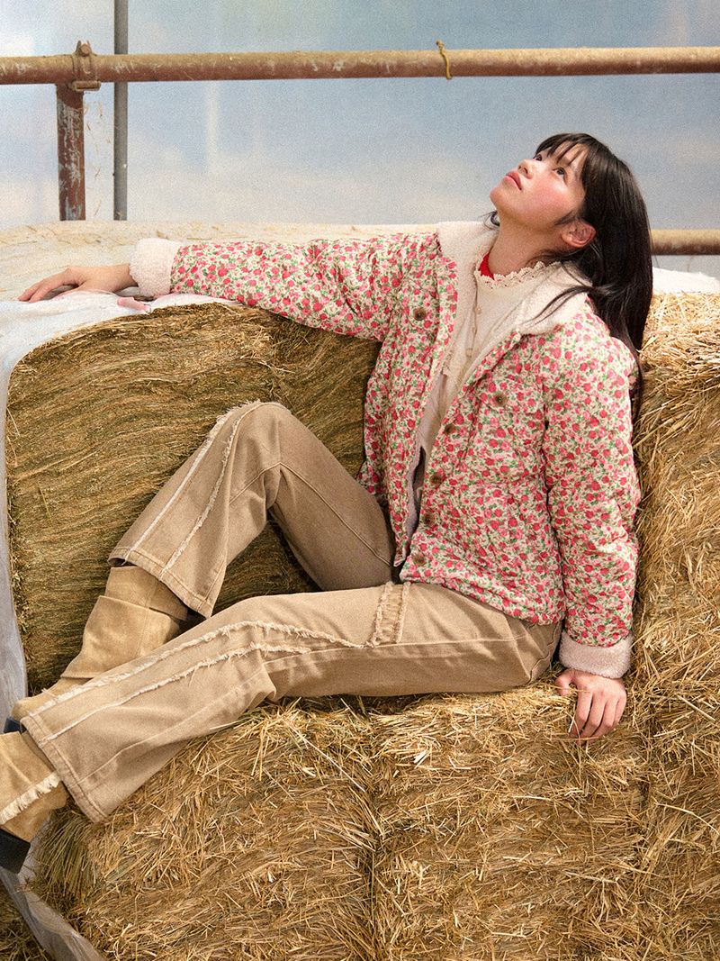 Flower Quilted Corduroy Napping Jacket (2colors)