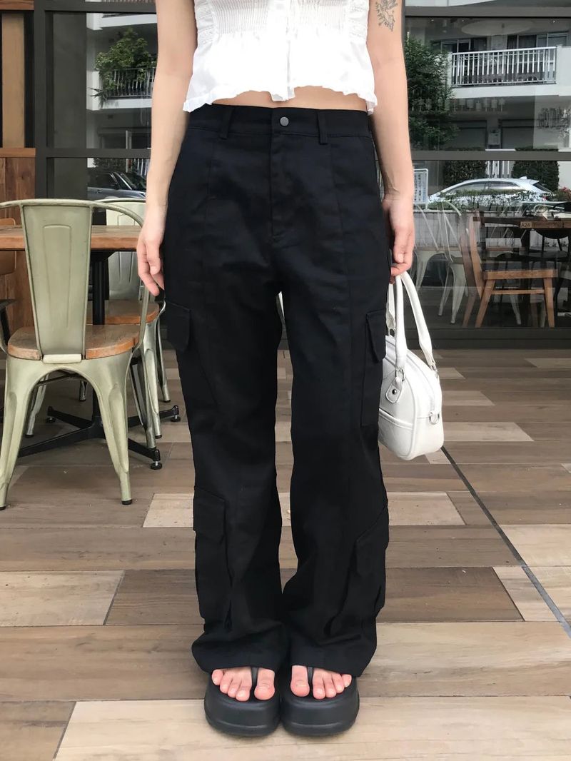 Mabel Utility Cargo Semi Wide Long Bootcut Pants 
