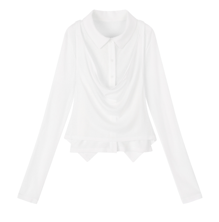 mnem（ムネム）の「[mnem] Cowl Bustier Shirt Set (white)（Tops）」
