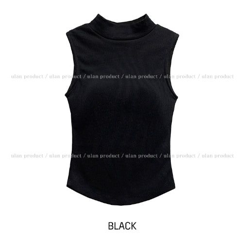 Perry Ribbed Half Turtleneck Sleeveless (With Cup)