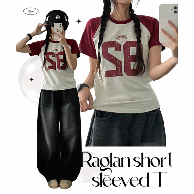hijjoo（ハイチュー）の「Childish raglan colored short sleeve shirt（Tops）」