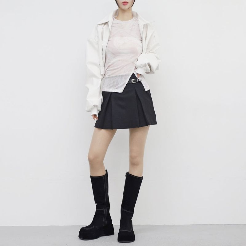 Viola cropped leather jacket