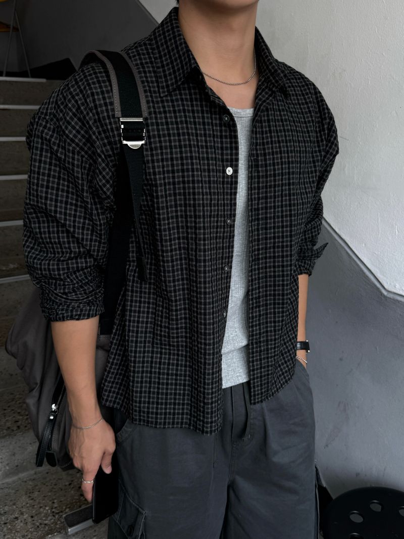 Roen checkered cropped shirt