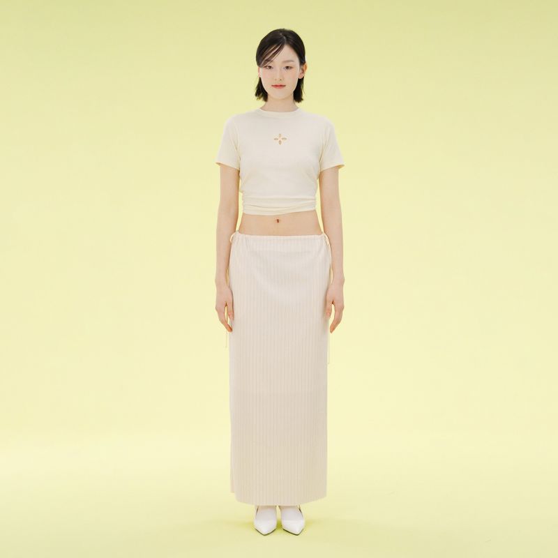 Rain stripe skirt (cream)