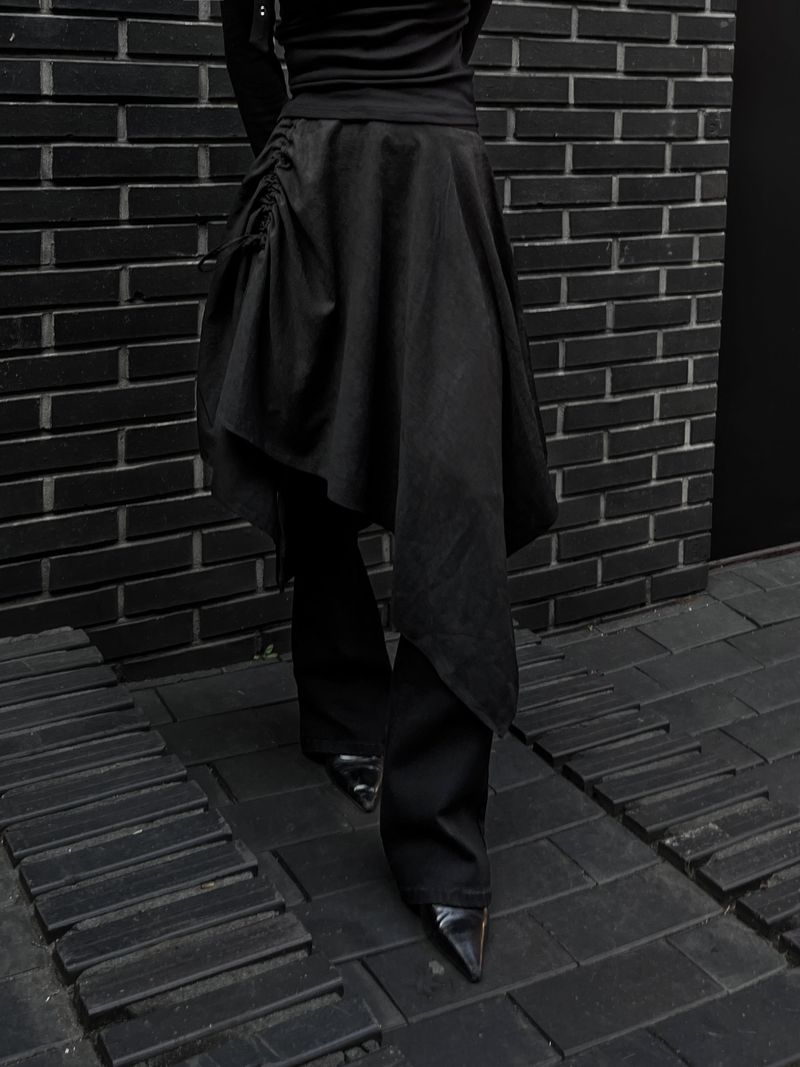 suede shirring draped skirt