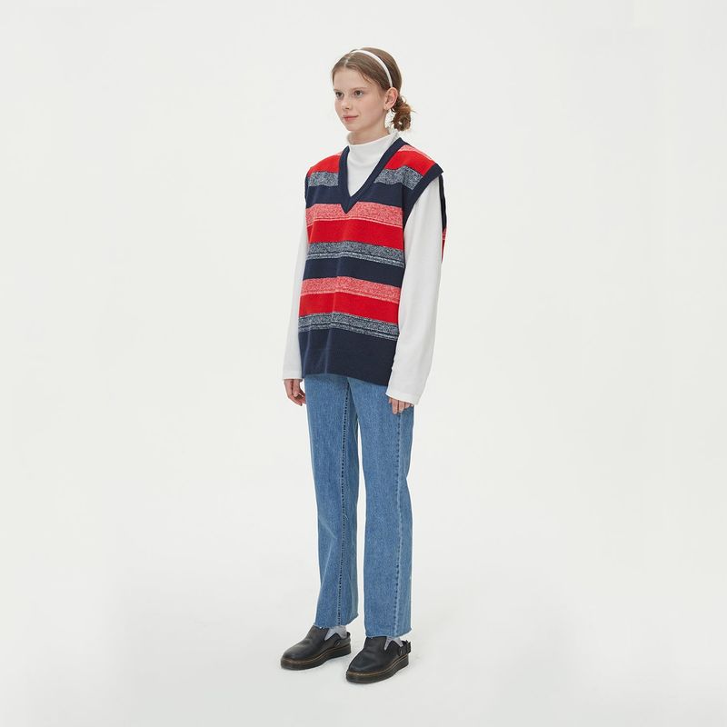 CASHLIKE BLENDED KNIT VEST_RED