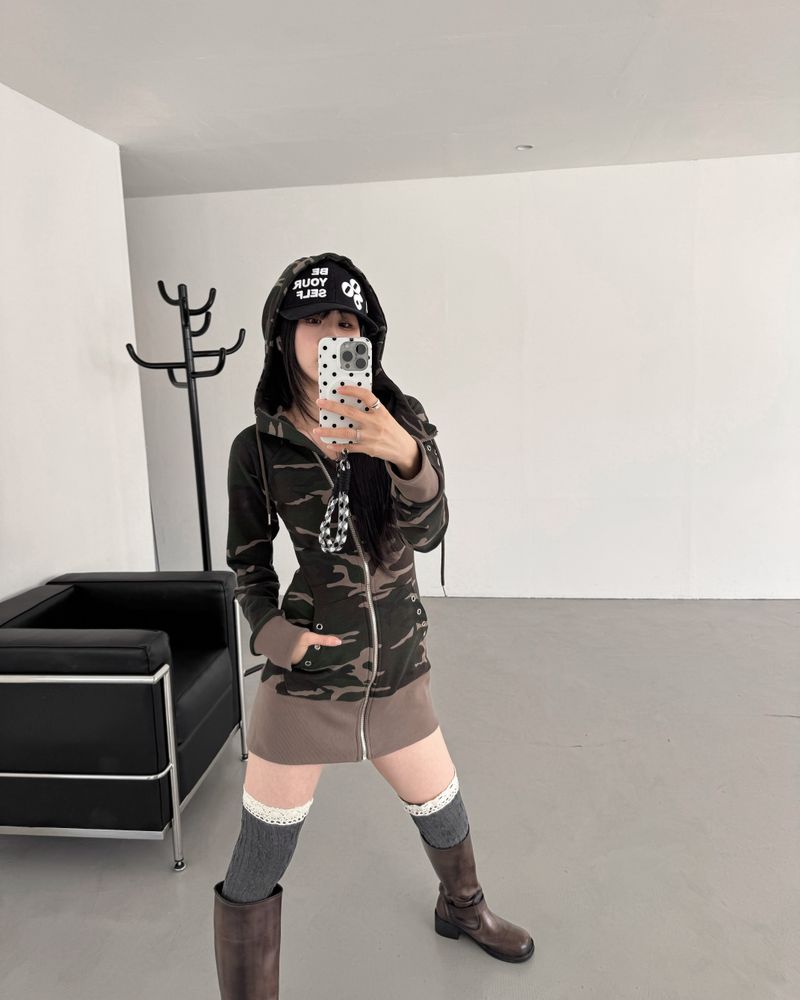 Zip up high neck one piece