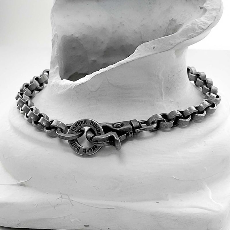 ss-6mm bold O chain bracelet_dark silver