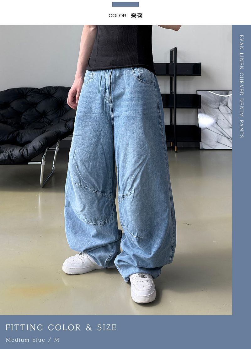 Evan Linen Curved Denim Pants