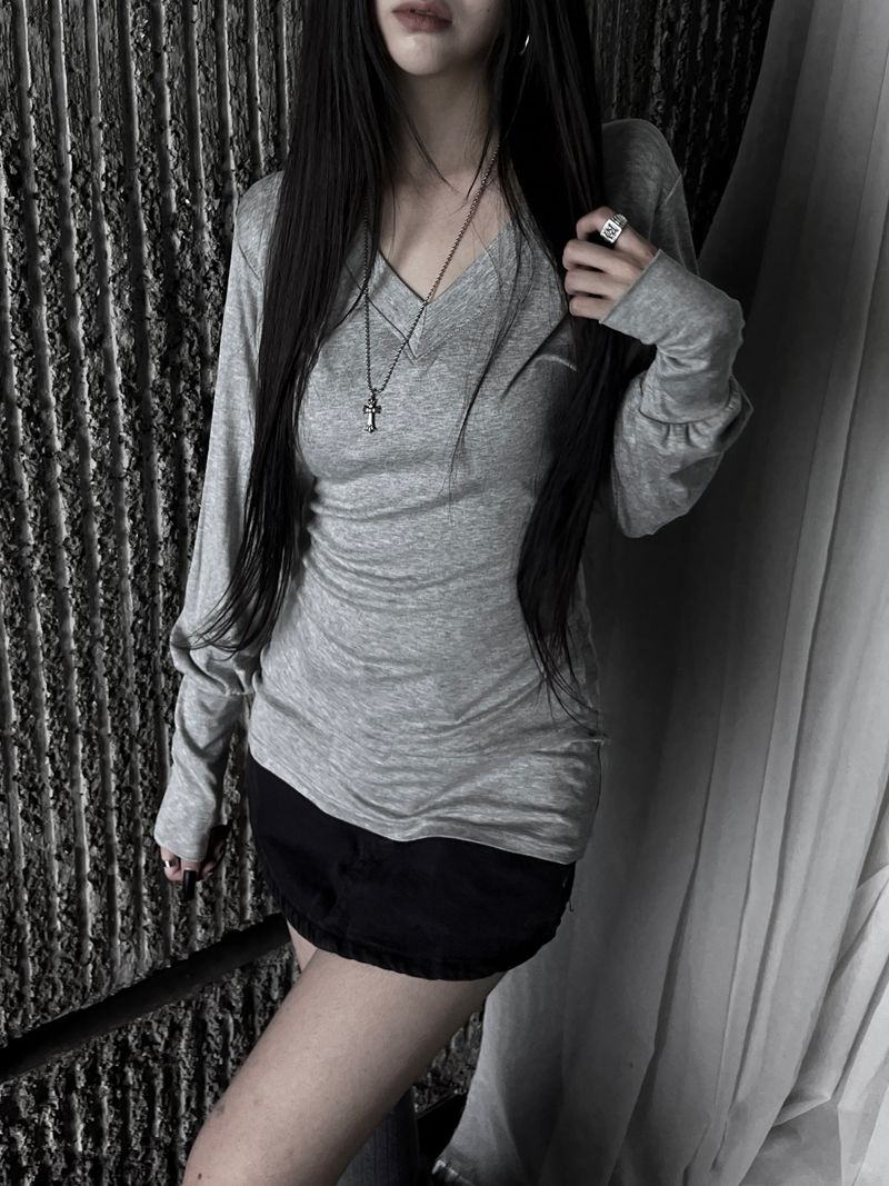 glam slim V-neck warmer T (3color)