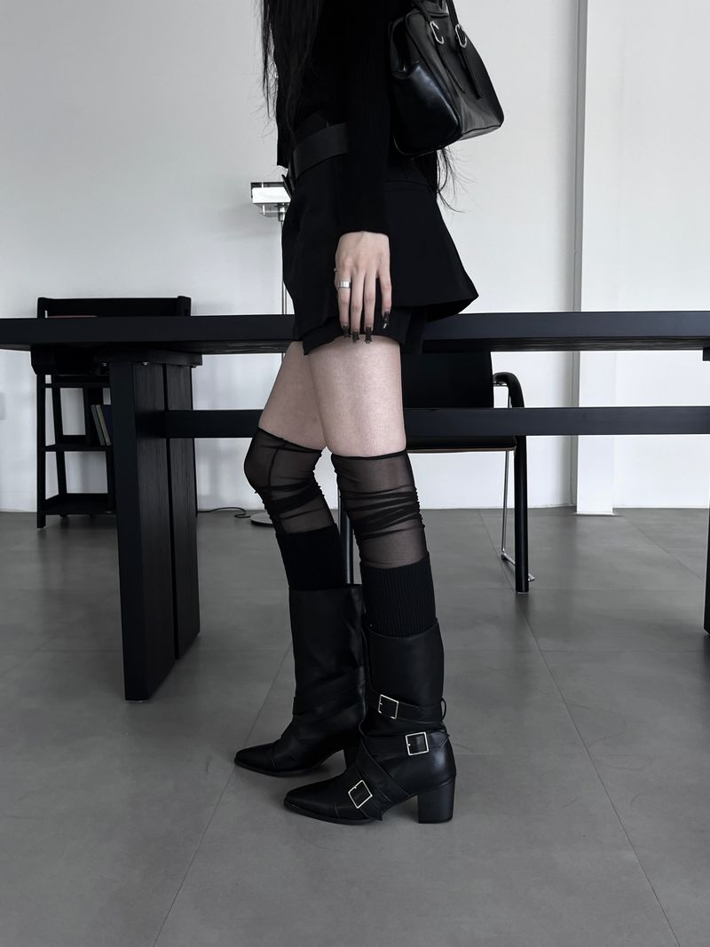 see-through gauze leg warmers