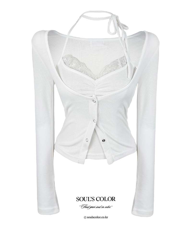 SOUL'S COLOR（ソウルズカラー）の「レースストラップシャーリングスナップトップ (2color)（トップス）」