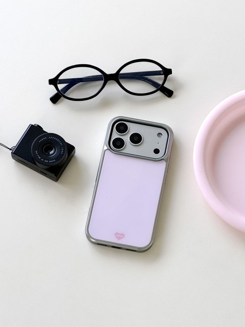 [Magsafe] PINK CREAM Silver Glass Bumper Case