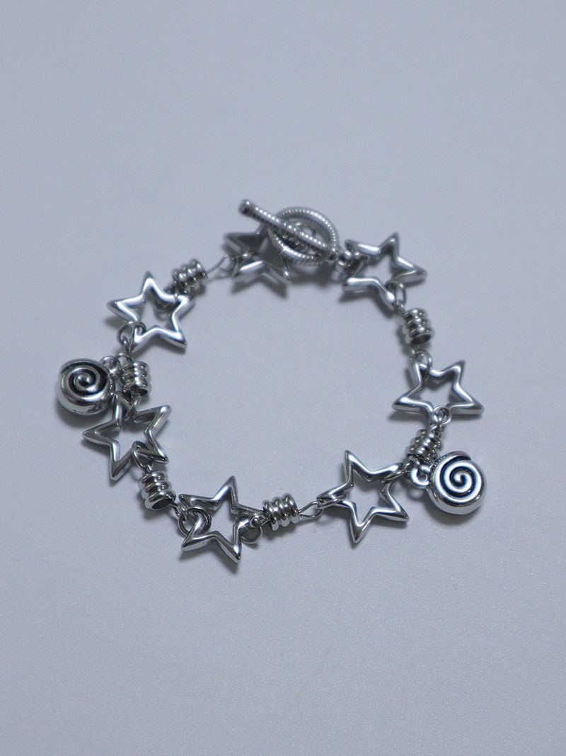 All stainless steel orbit star bracelet