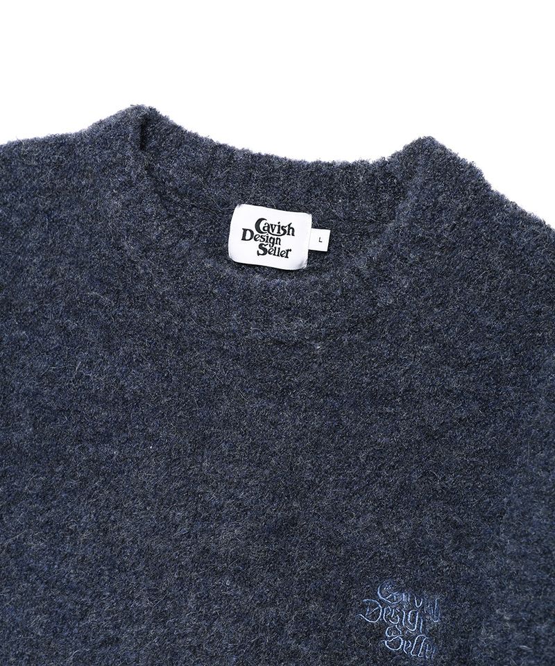 TWO TONE BOUCLE KNIT CREWNECK NAVY(CV2EFUK604A)