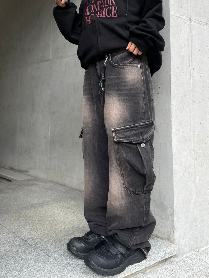 Zelda Vintage Wide Diagonal Cargo Denim