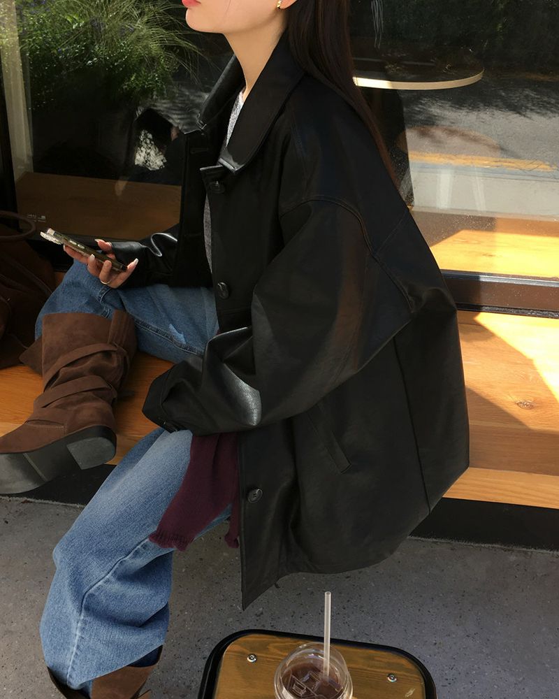 Our Leather Middle Jacket