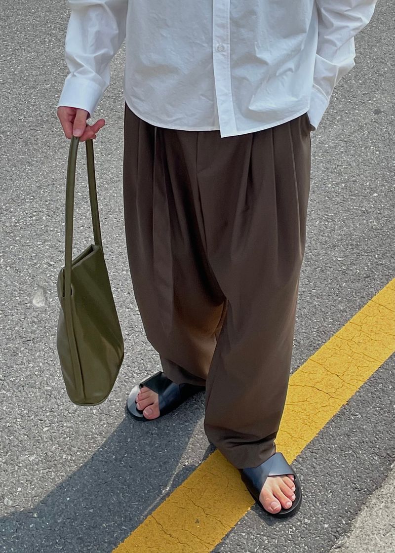 Pudding belt wide pants