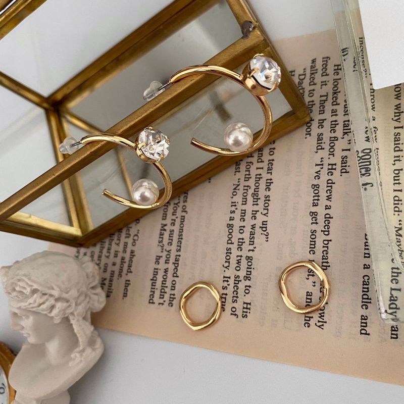 op Pearl Earrings Unique Drop Twin Ring Earrings Wedding Guest Look