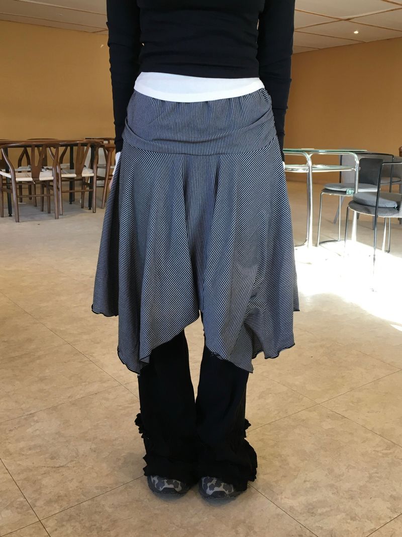 Peach Unbalanced Layered Midi Skirt (2c)