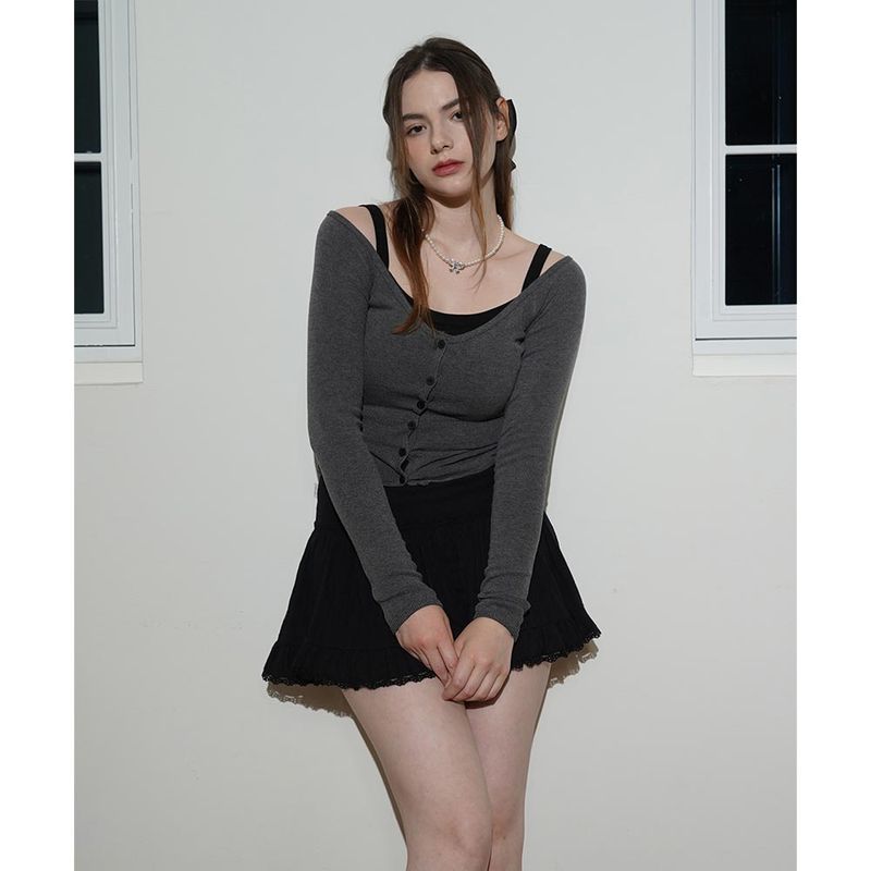 BALLERINA CARDIGAN-DARK GRAY