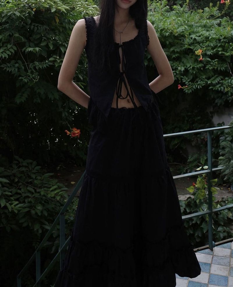 Pure Lace Frill Long Skirt