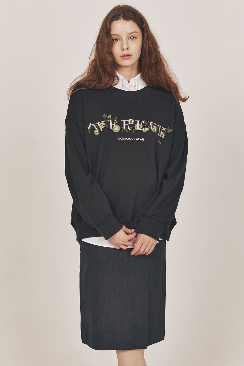 Flower Logo Embroidered Sweat shirt