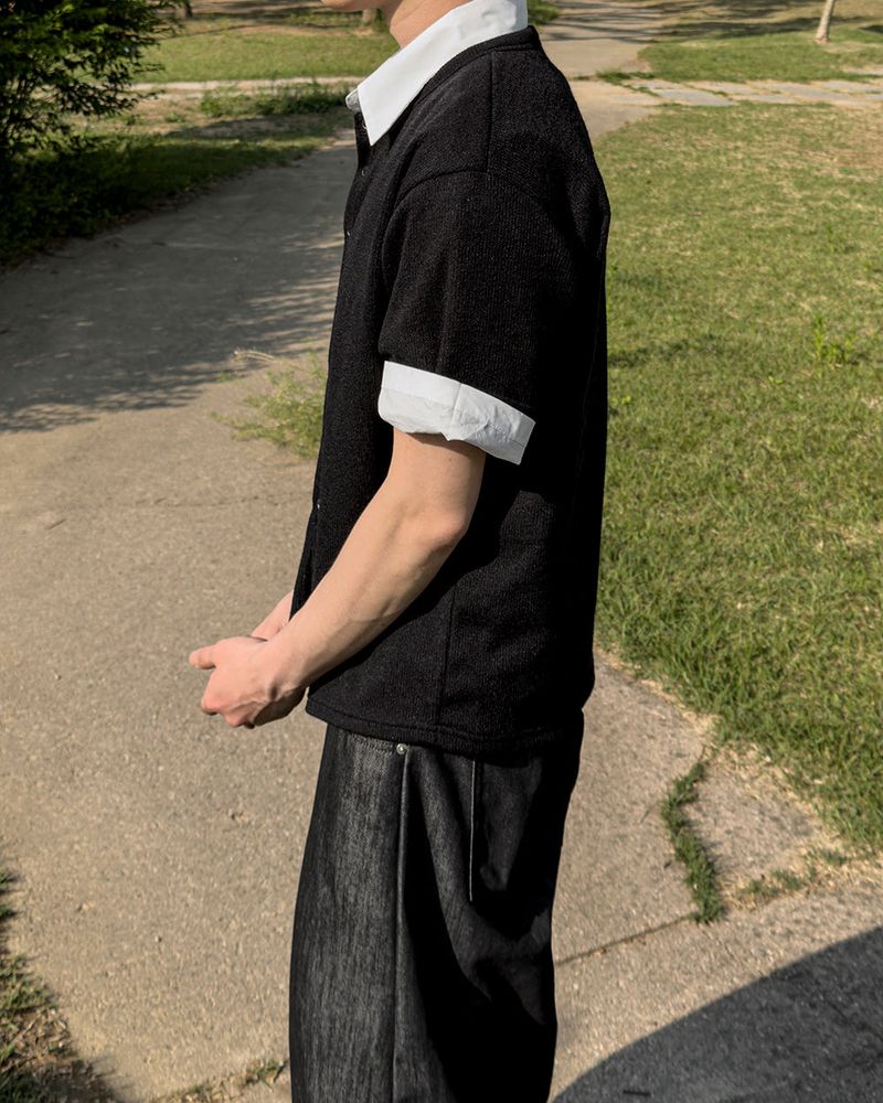 Ruric Rib Snap Half Sleeve Cardigan